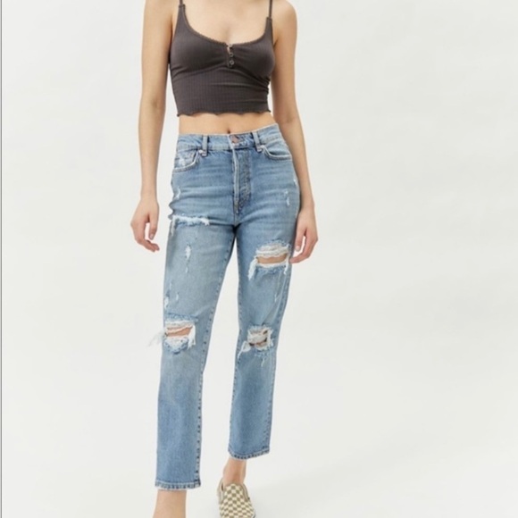 BDG 31 (US 12) Urban Outfitters High Rise Slim Straight Jeans Stretch Distressed - Picture 16 of 16